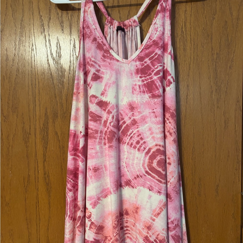 Pink Tie-Dye Sleeveless Dress